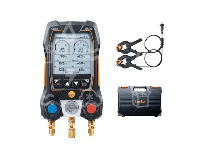rozvaděč digitální, 2 cestný, TESTO 550s, BLUETOOTH, 2x klešť. sonda + kufr